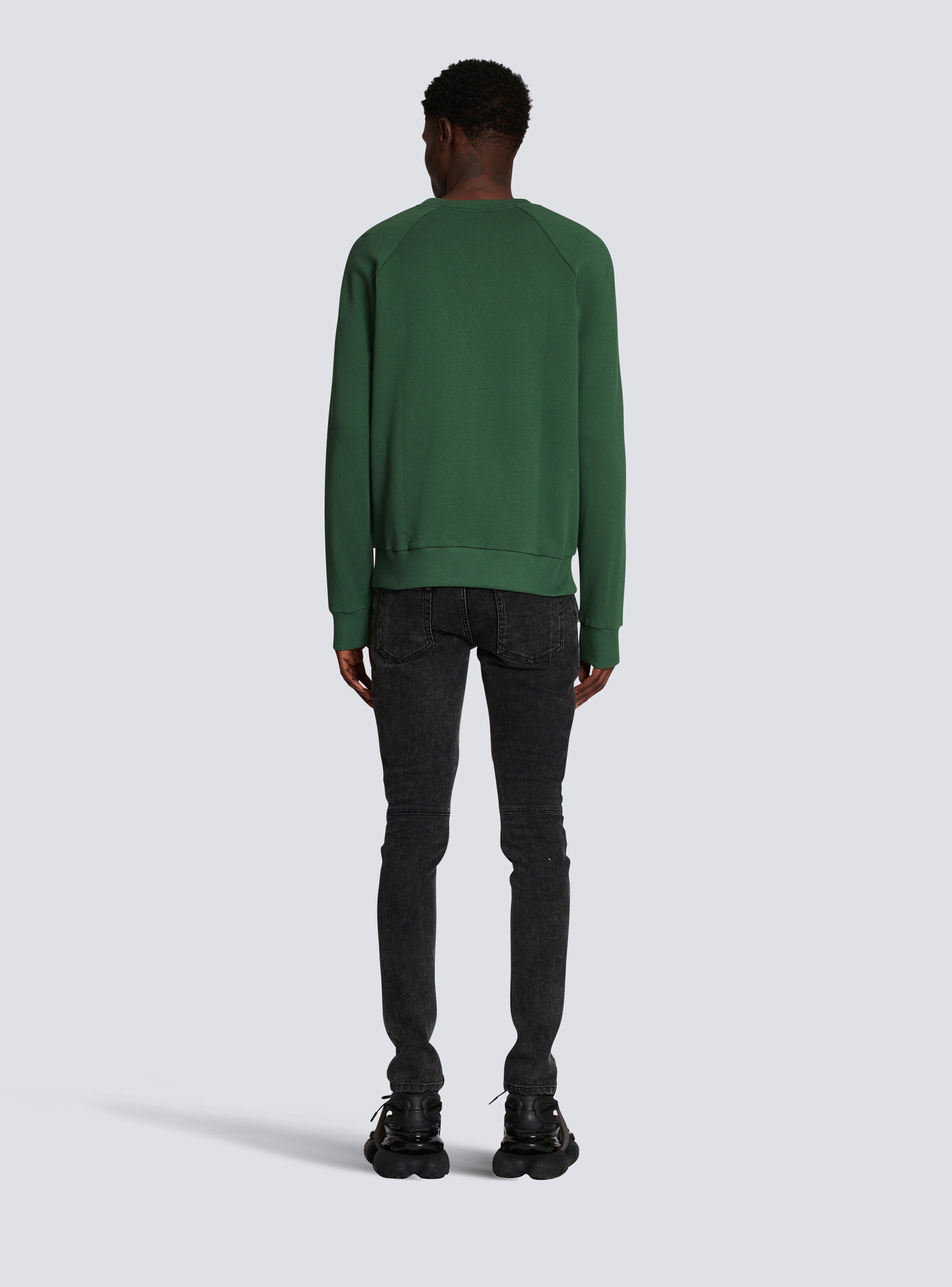 Eco-designed cotton sweatshirt with Balmain Paris metallic logo print - 4