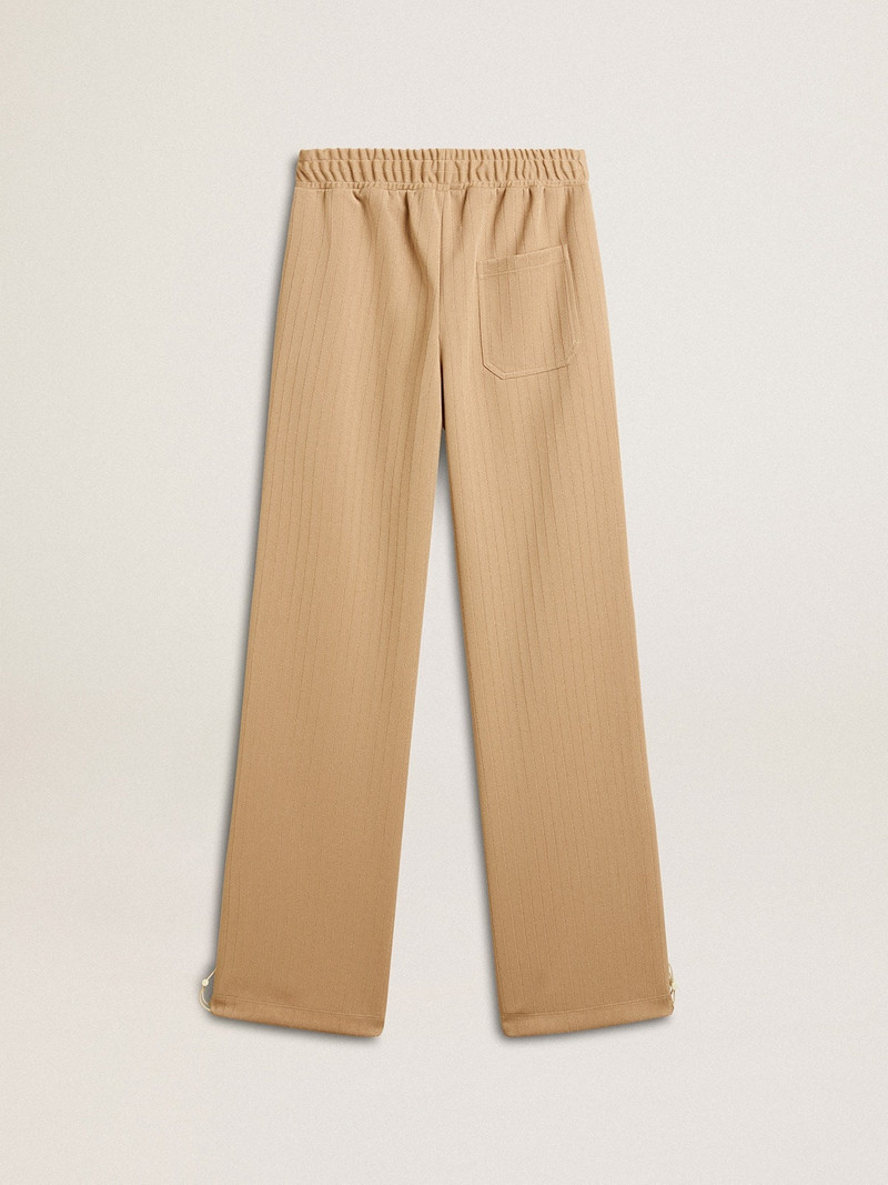 Women’s light beige joggers with white logo 5