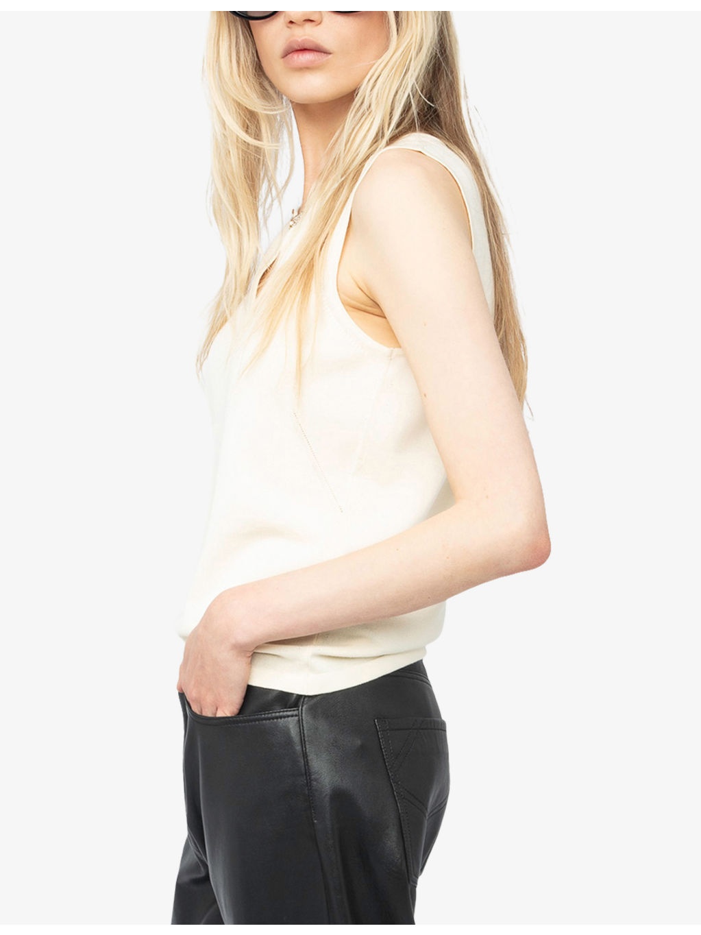 Sayani Wing-Embellished Sleeveless Cotton-Blend Top - 3