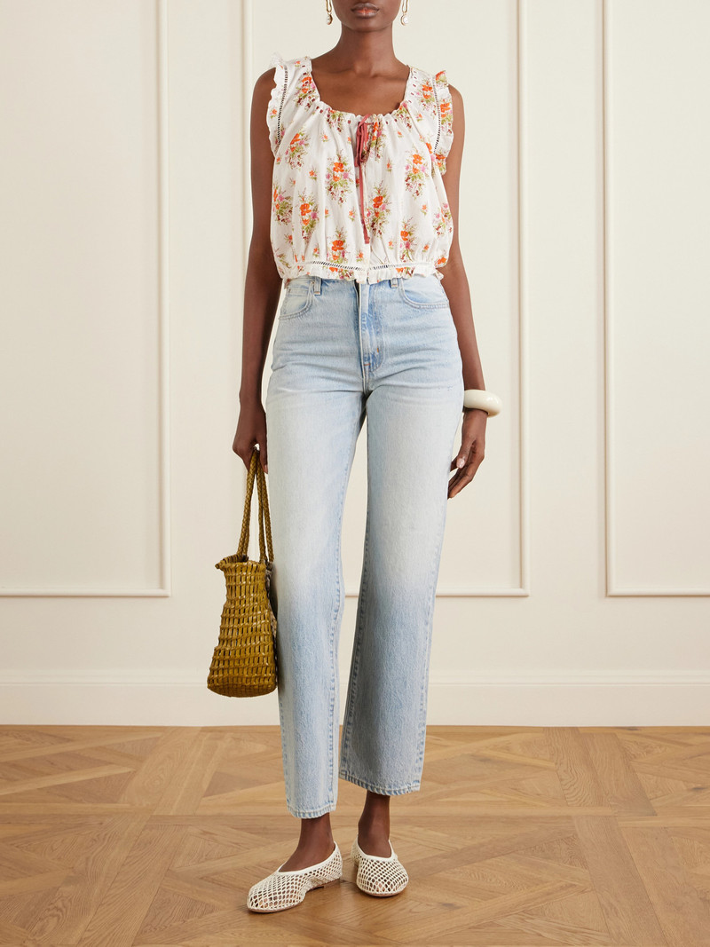 DÔEN Traveler Embroidered Floral-print Organic Cotton Blouse outlook