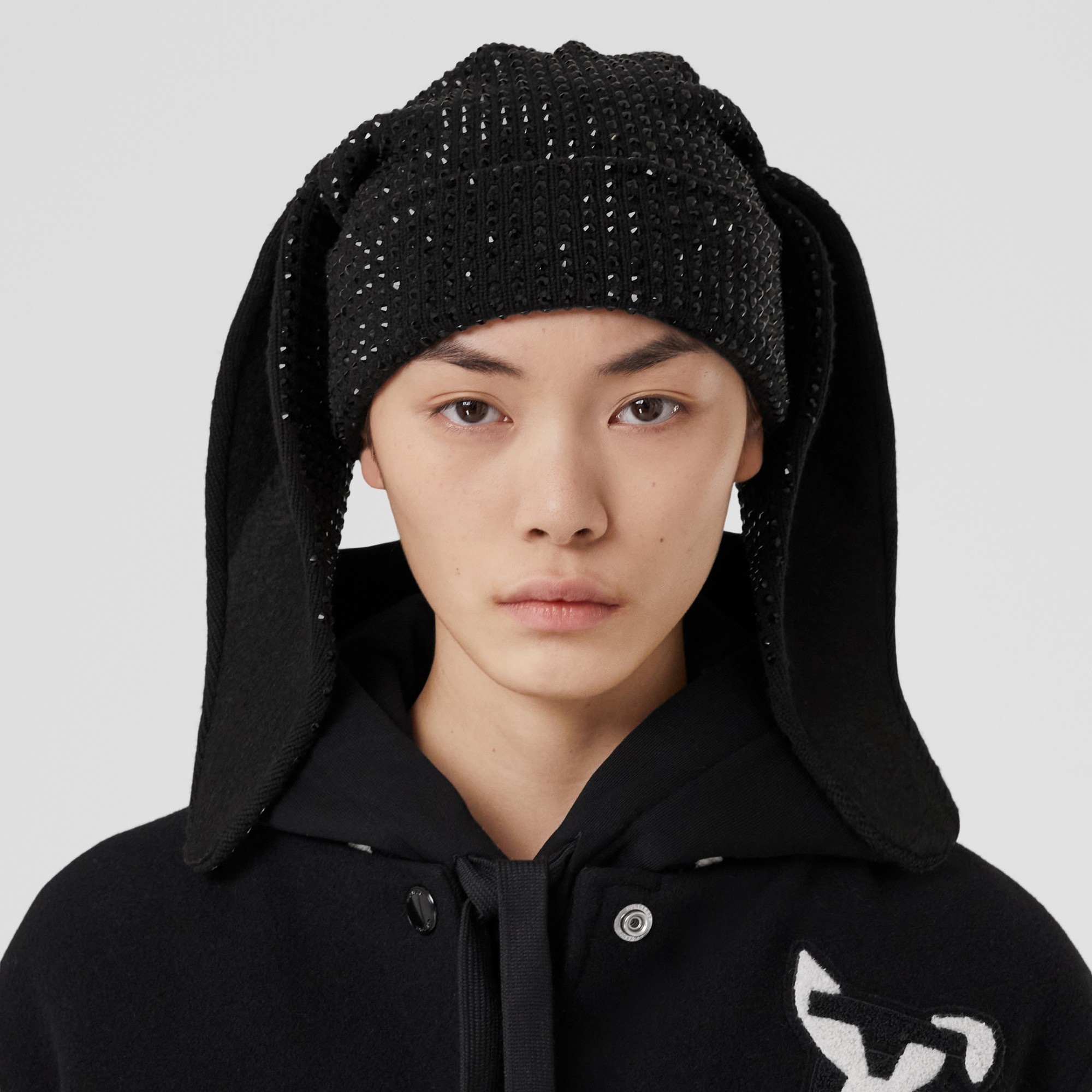 Rabbit Detail Crystal-embellished Wool Beanie - 3