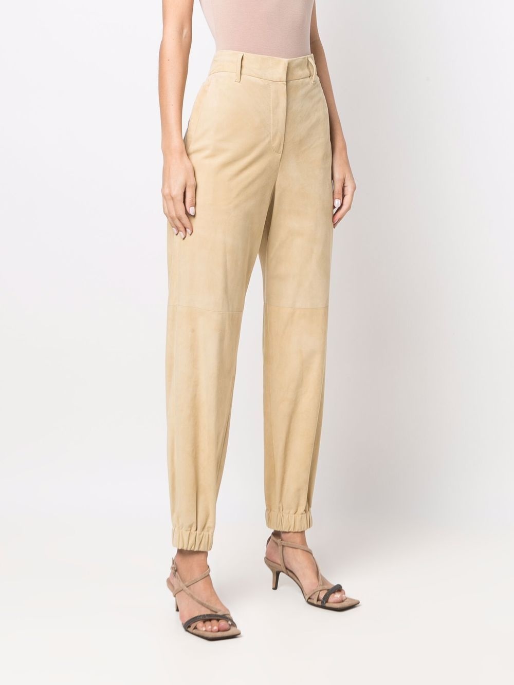 cuffed-ankle leather trousers - 3
