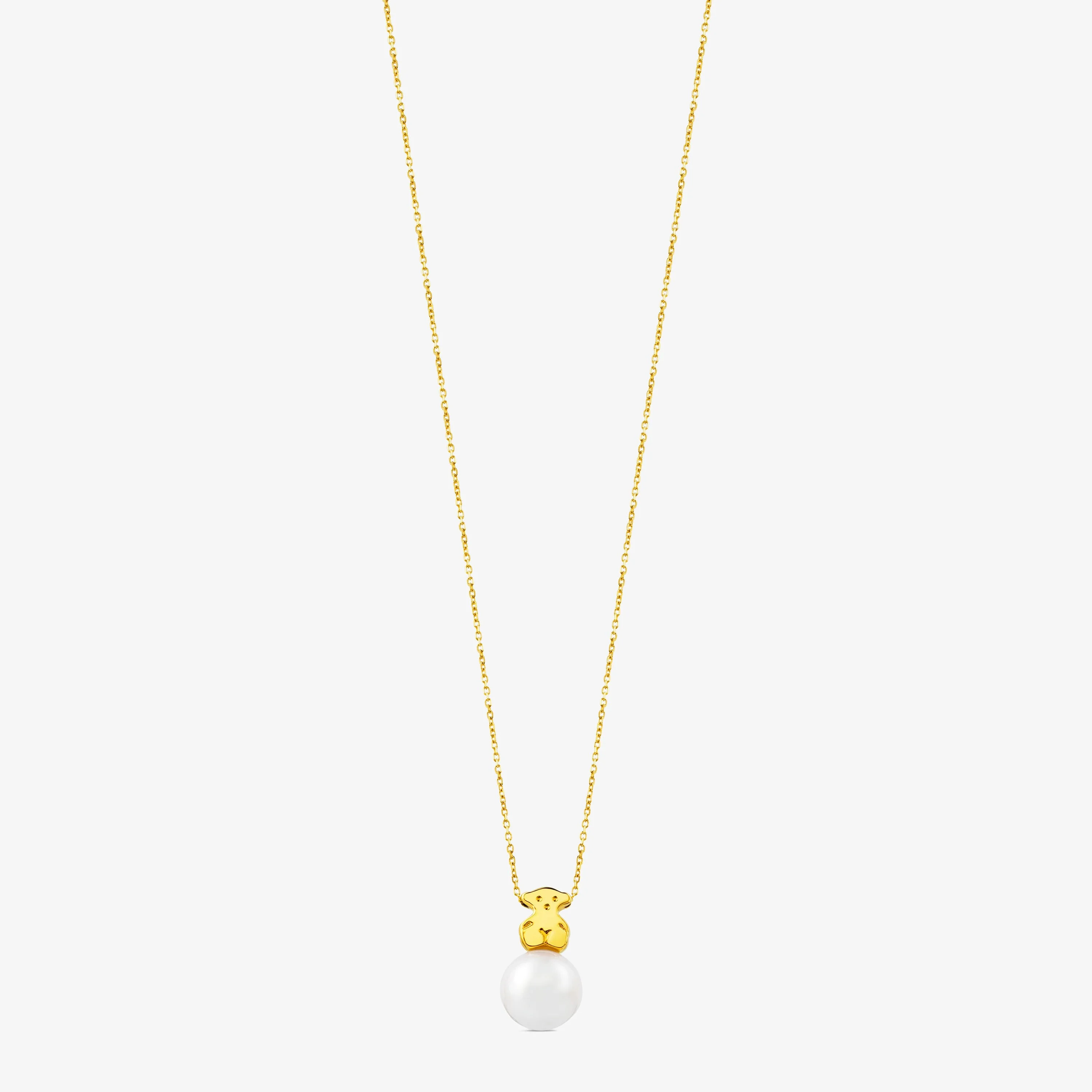 18K solid gold Sweet Dolls Necklace with pearl - 1