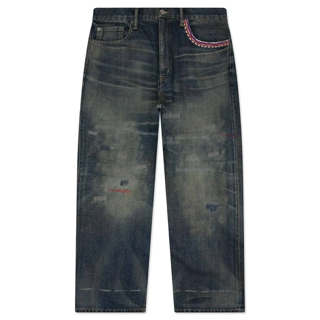 SAVAGE DENIM DP WIDE PANTS - INDIGO - 1