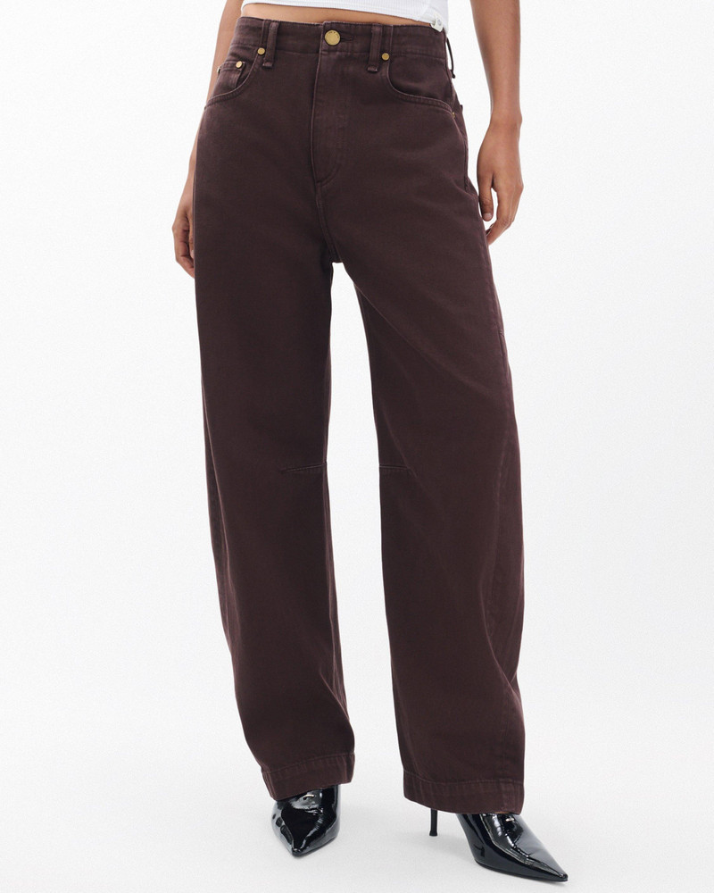 Charlie Barrel Jeans Lightweight Rigid in Espresso 4