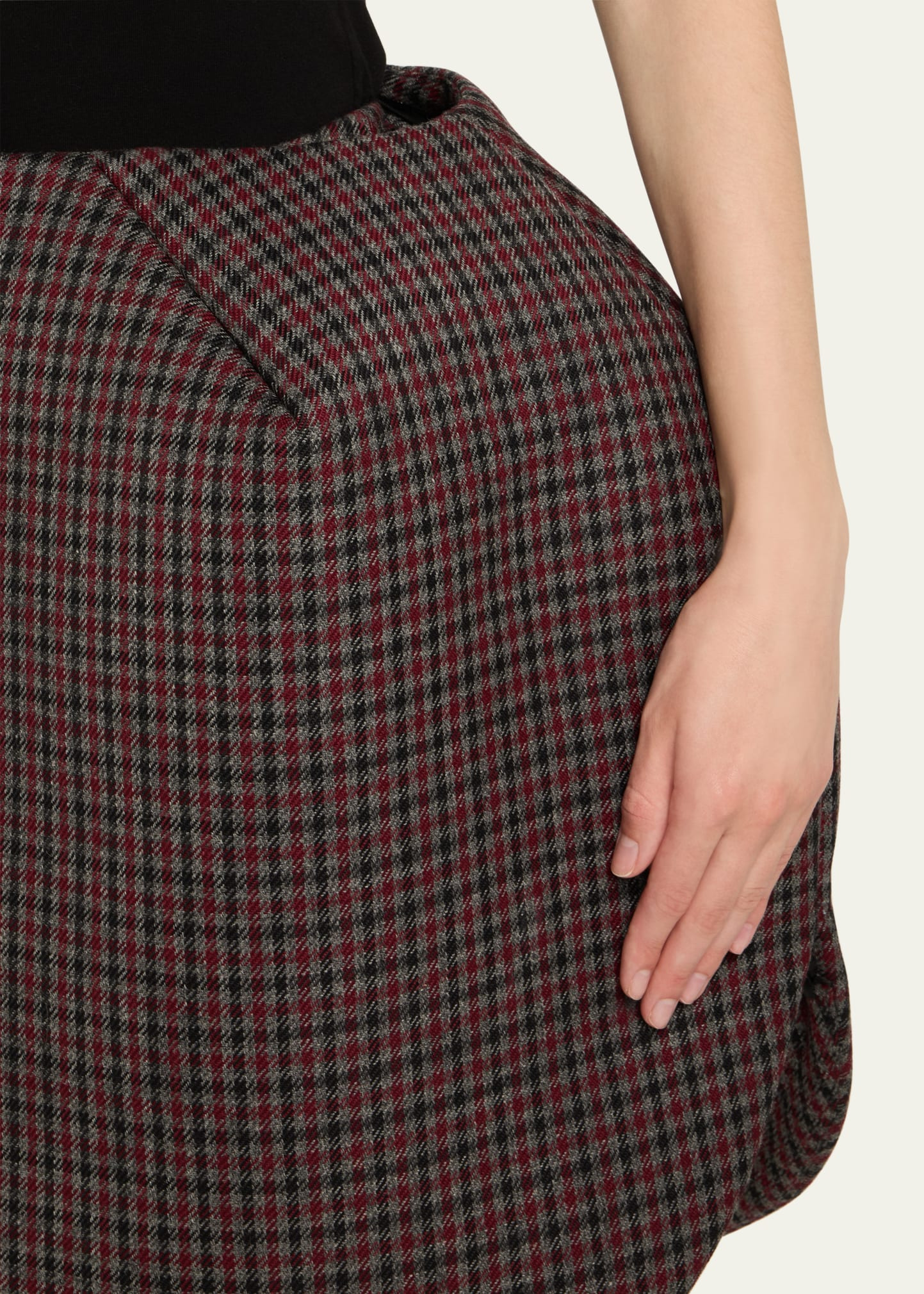 Check Wool Circular Skirt - 5