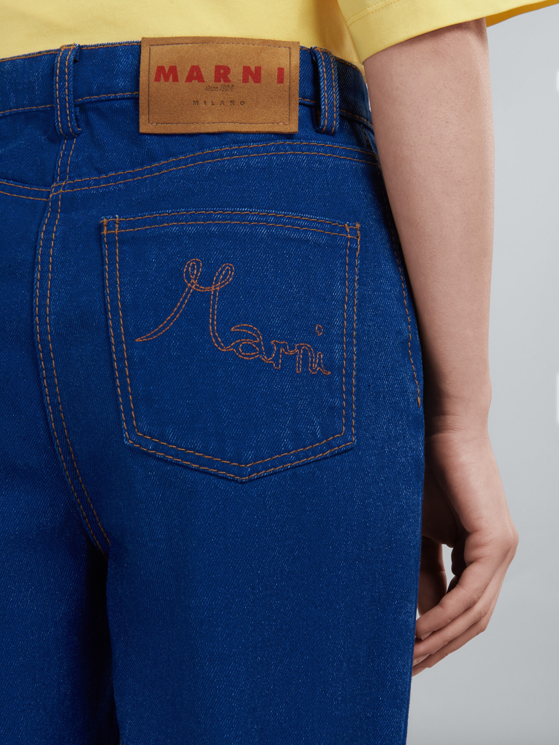 REGULAR FLARED TROUSERS IN DENIM AND MOHAIR - 4