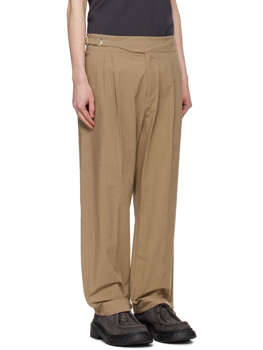 Tan Double Pleat Trousers - 2