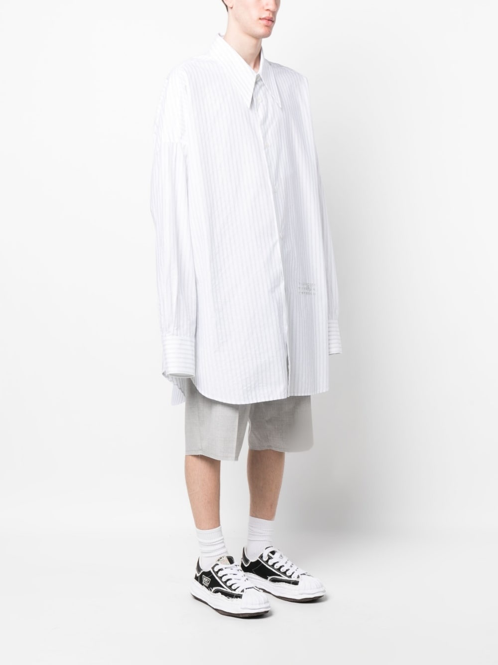 numbers-motif long-line shirt - 3