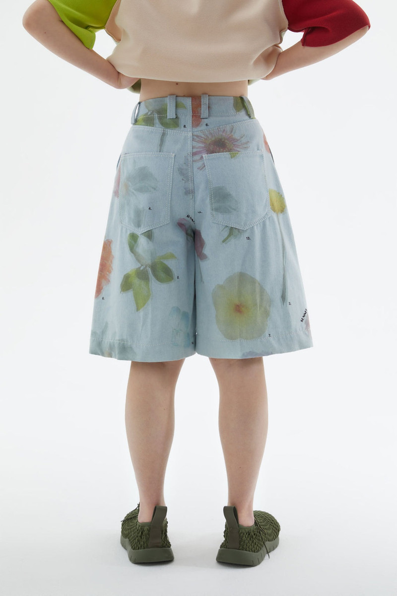 EXTRA OVERSIZED DENIM SHORTS WITH FLOWER PRINT 4