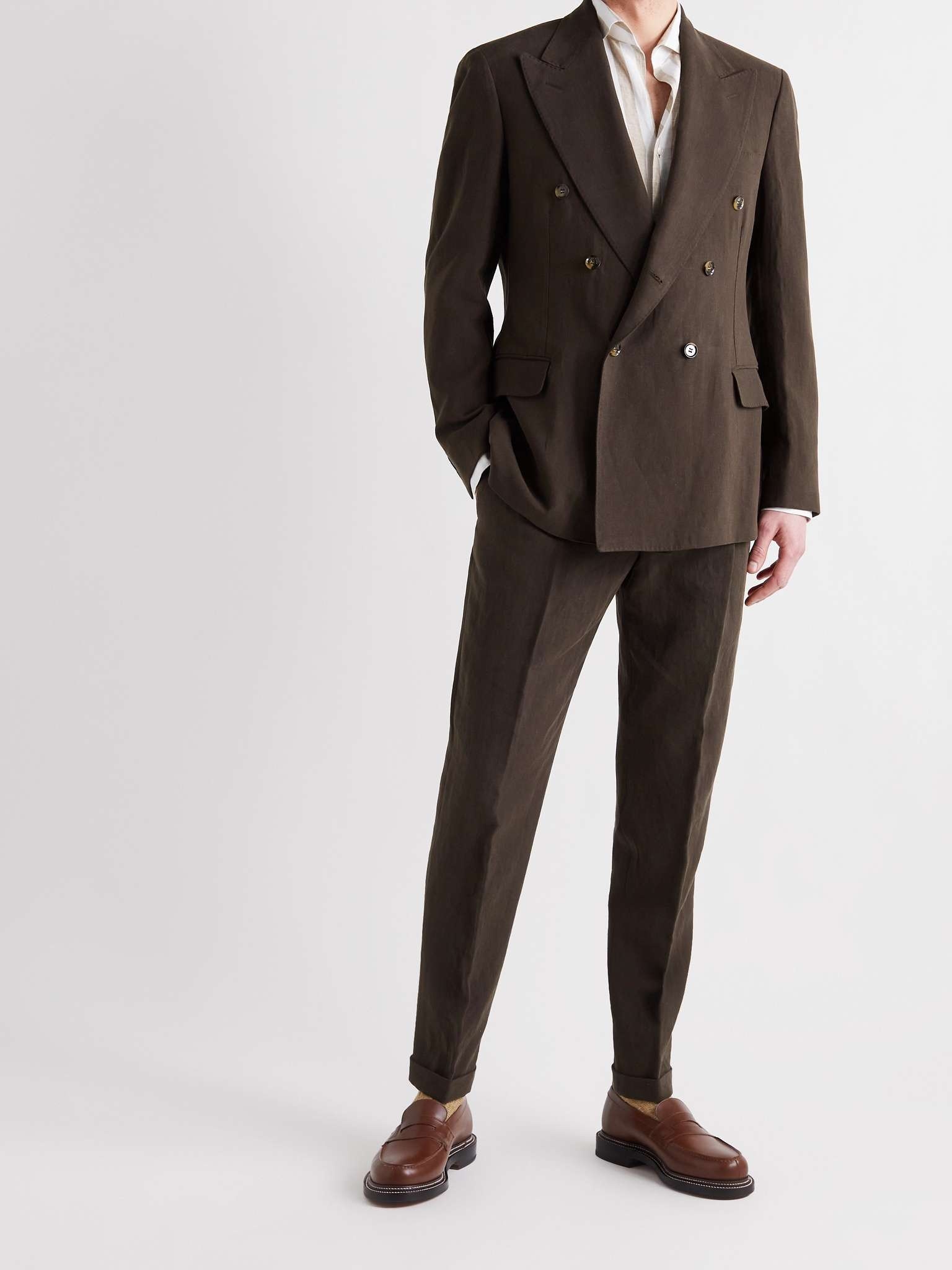 Double-Breasted Rain System Linen Suit Jacket - 2