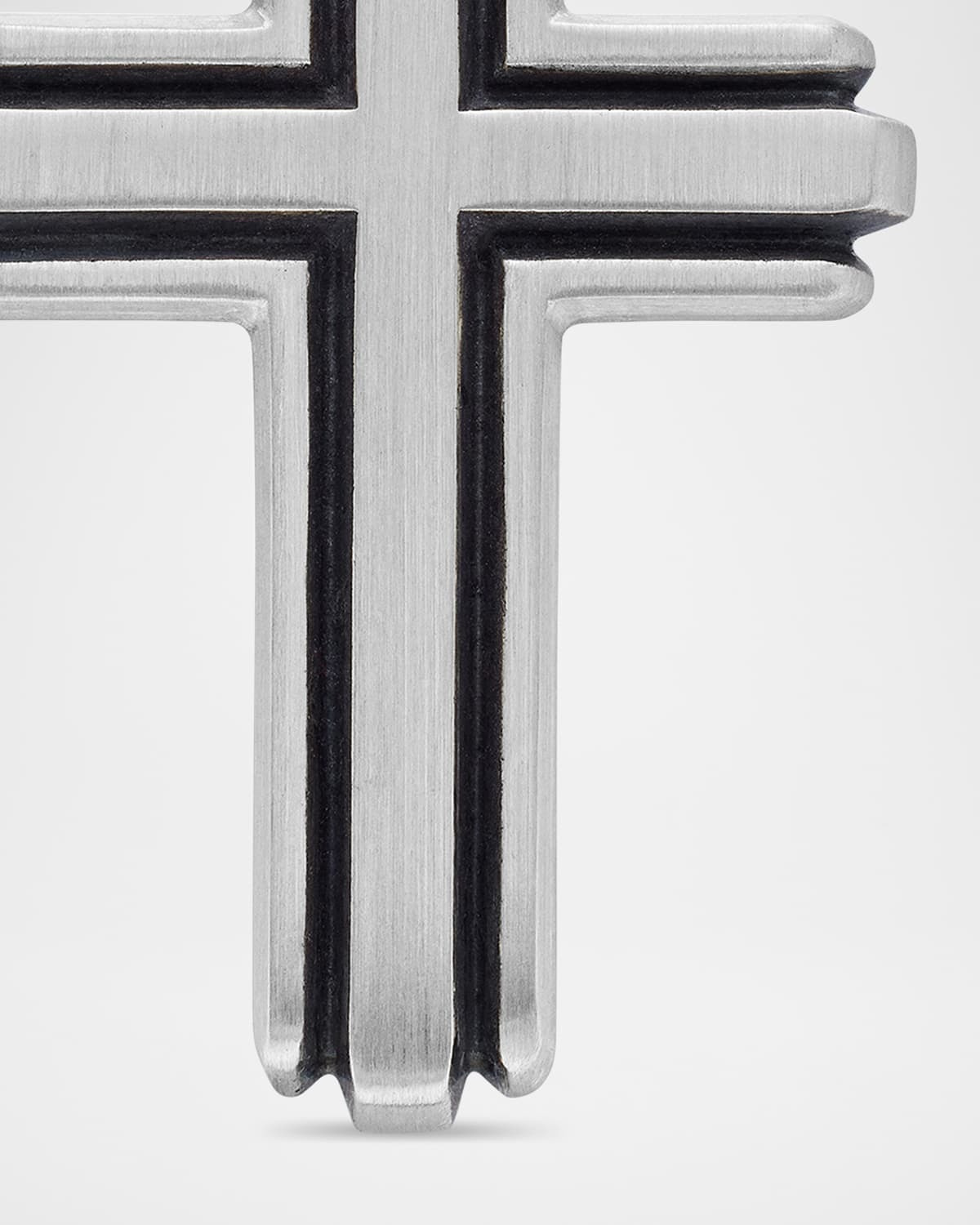Men's Deco Cross Pendant in Silver, 34mm - 4