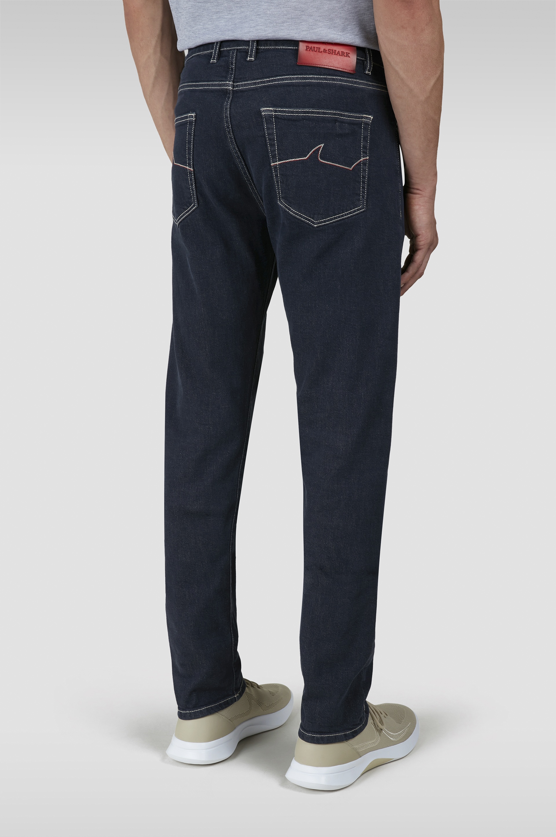 RED RIVET JEANS IN GIZA COTTON STRETCH DENIM - 3