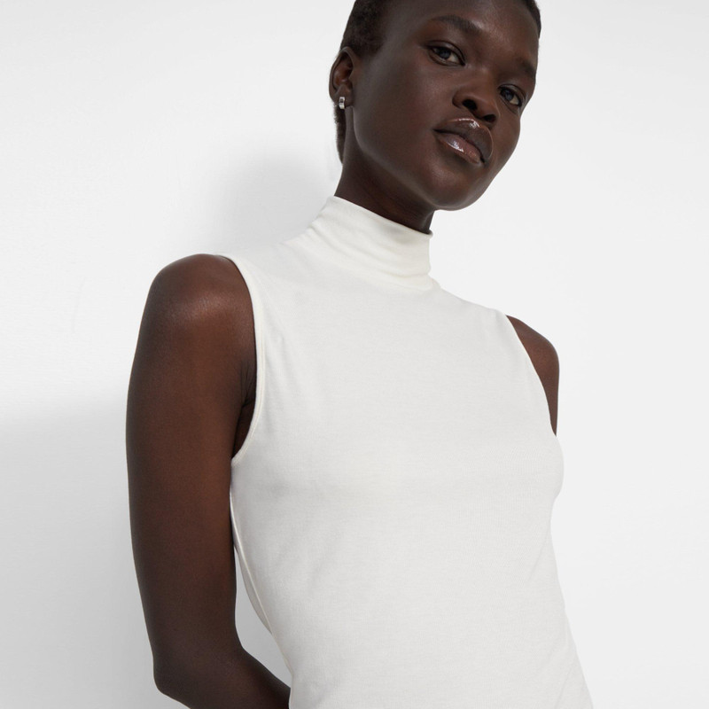 Theory Sleeveless Turtleneck Sweater in Ribbed Viscose outlook