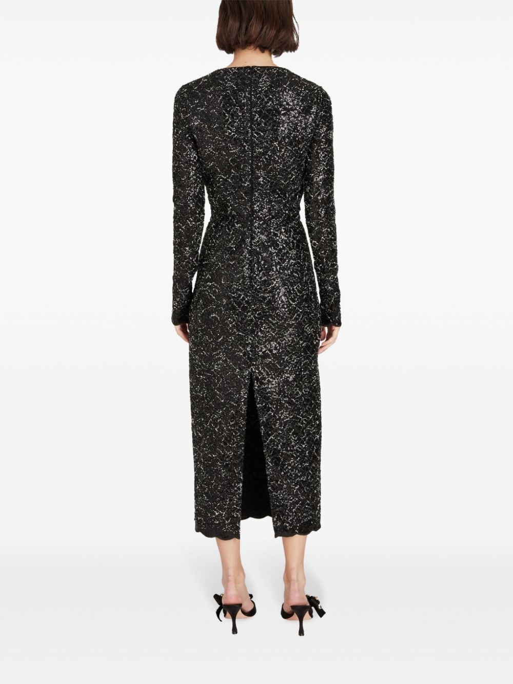 sequinned tweed midi dress - 4
