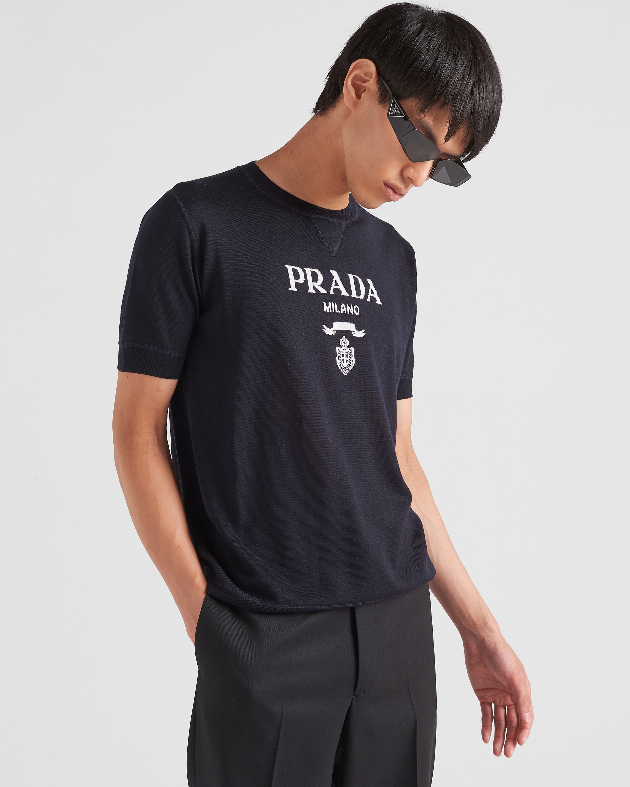 Prada Wool And Cashmere Crew T-shirt Black