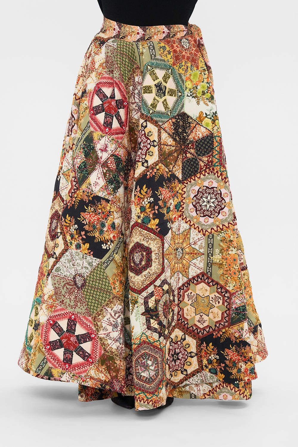 REVERSIBLE EMBROIDERED QUILTED WRAP SKIRT - 5