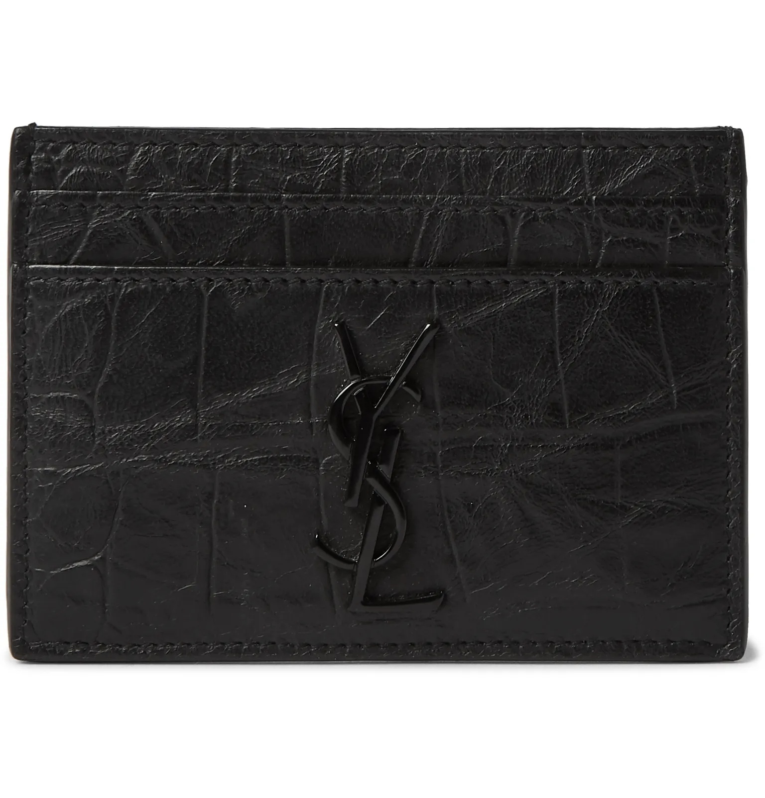 Logo-Appliquéd Croc-Effect Leather Wallet - 1