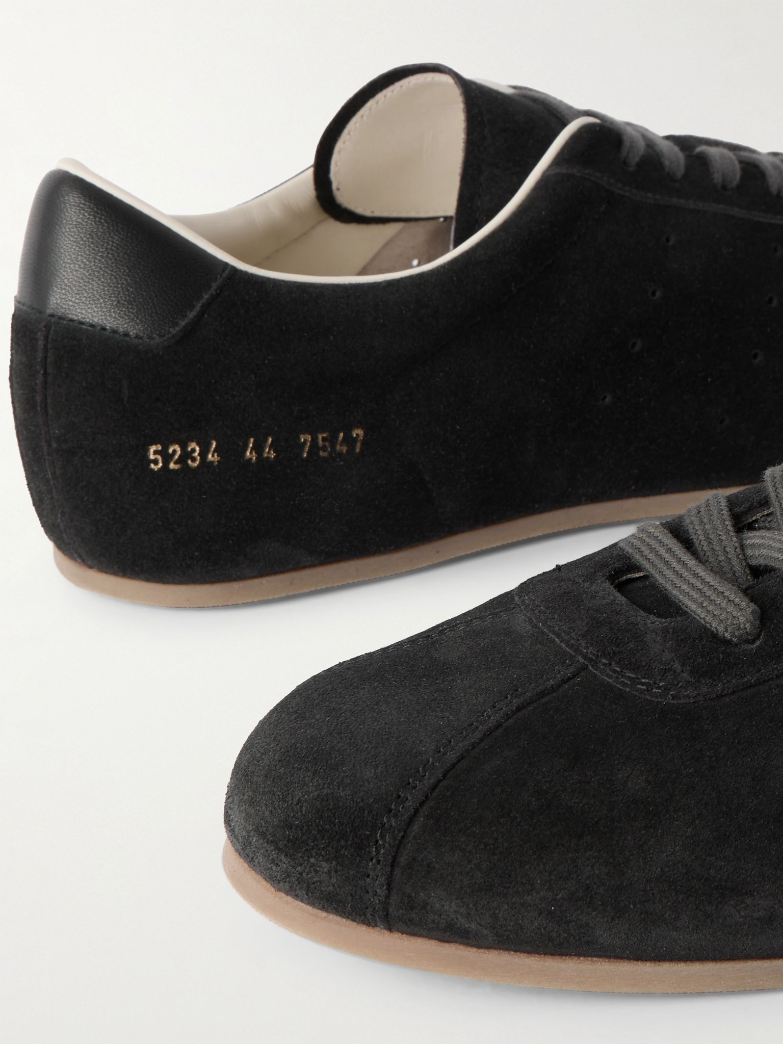 Driving Lo Profile Leather-Trimmed Suede Sneakers Black - 5