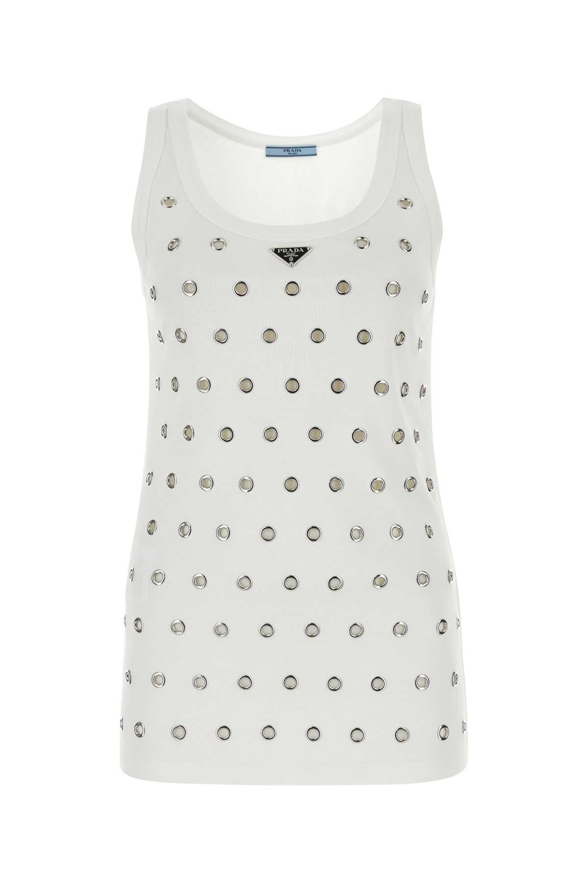 Prada Women White Cotton Tank Top - 1