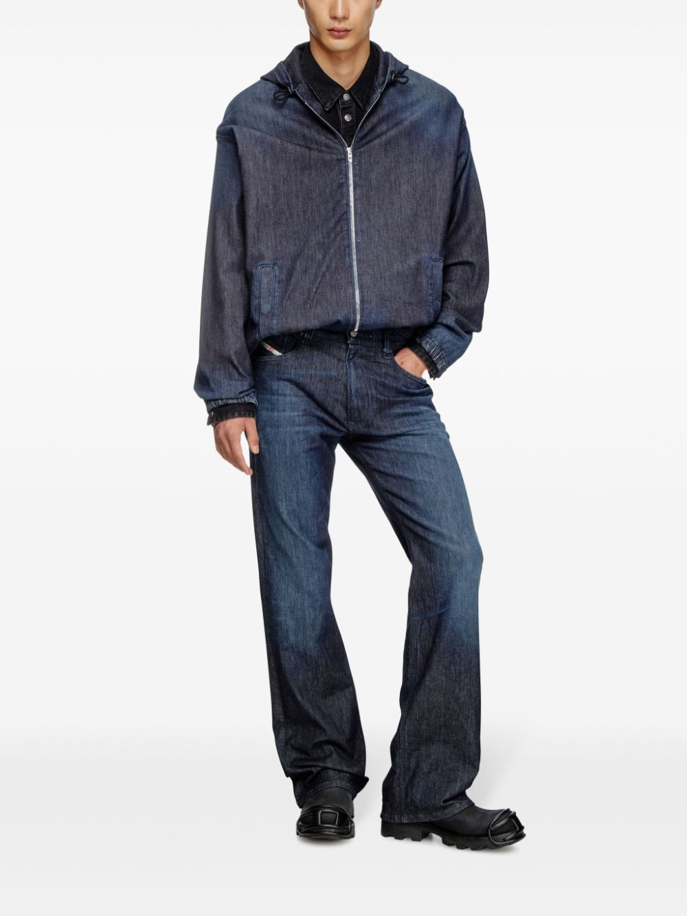 hooded denim jacket - 2