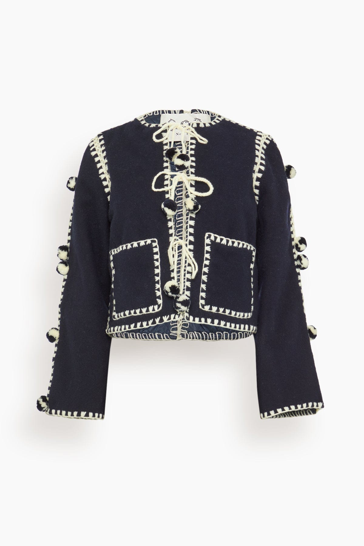 Addison Pom Pom Jacket in Navy - 1