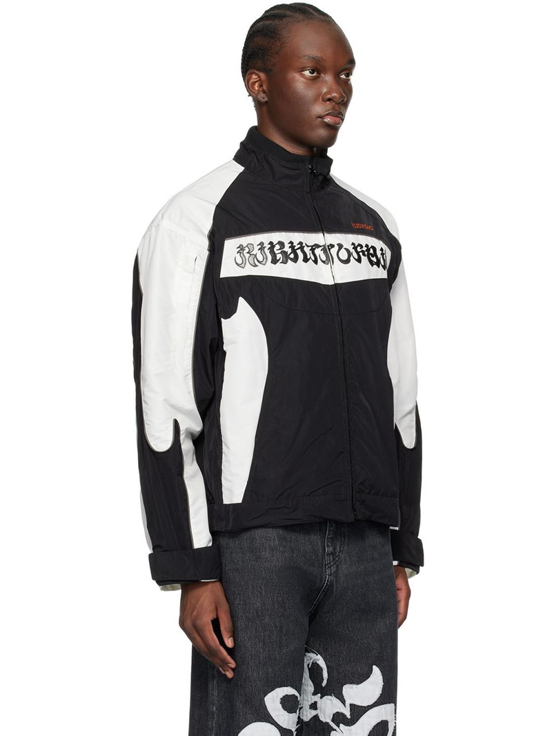 KUSIKOHC Black & Off-White Rider Jacket outlook