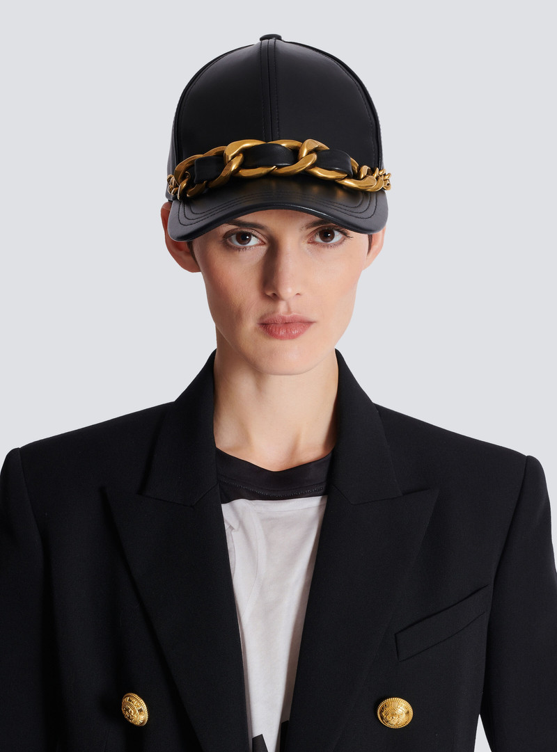 Balmain Lambskin cap with chain outlook