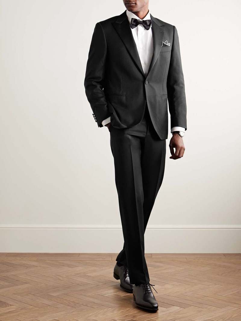 Canali Satin-Trimmed Wool and Lyocell-Blend Jacquard Tuxedo Jacket outlook