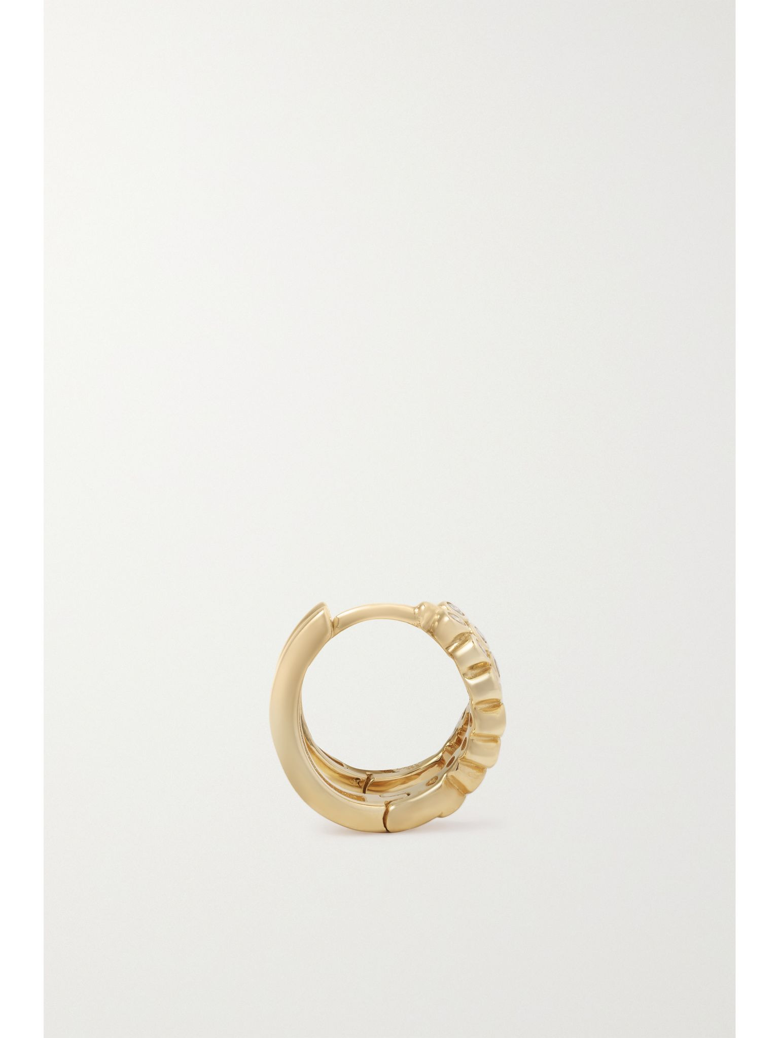 Wave 14-karat gold diamond earrings Gold - 3