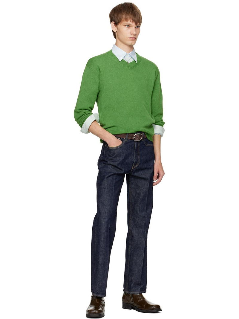 AURALEE Green Light Cashmere Knit V-Neck Sweater outlook