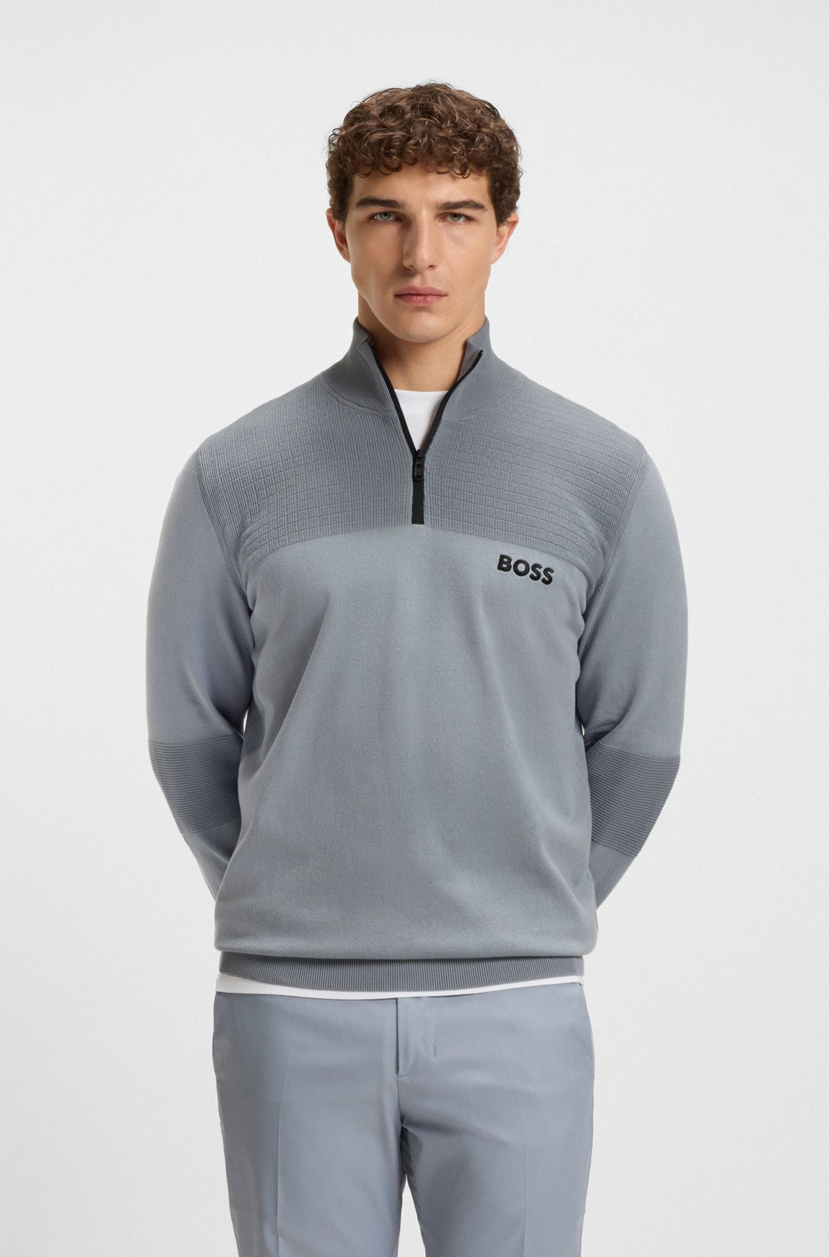 WATER-REPELLENT COTTON SWEATER WITH ZIP NECK - 2