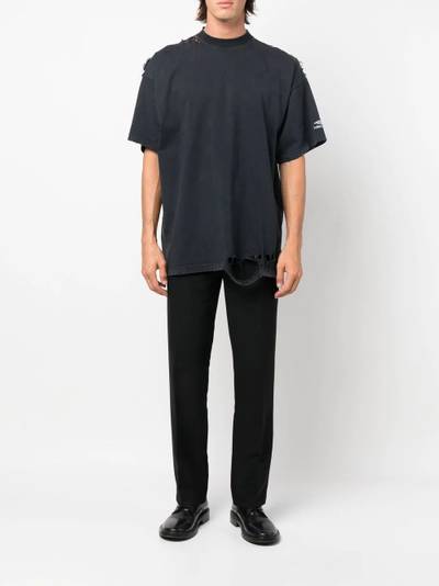 BALENCIAGA layered-effect distressed T-shirt outlook