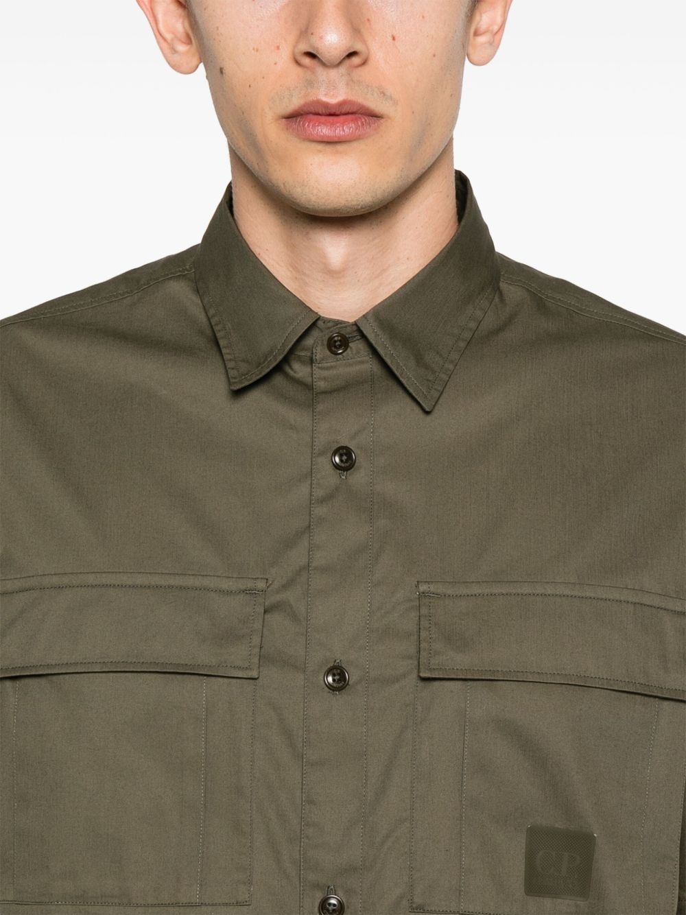 logo-patch cotton shirt - 5
