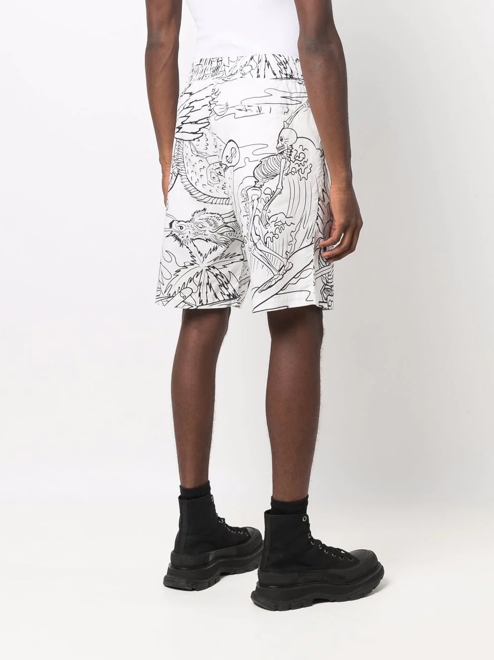 drawstring print shorts - 4