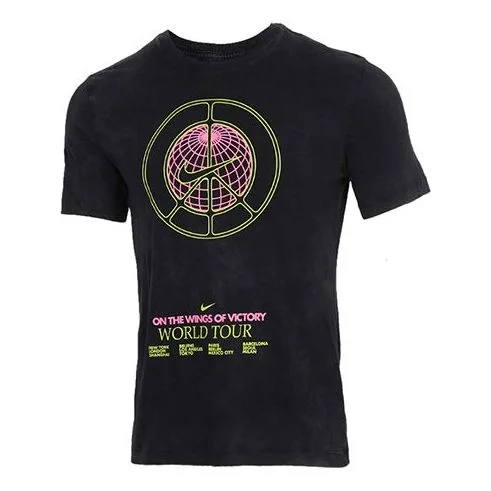 Nike Sportswear World Tour Washed Printing Round Neck Black CW0407-010 - 1