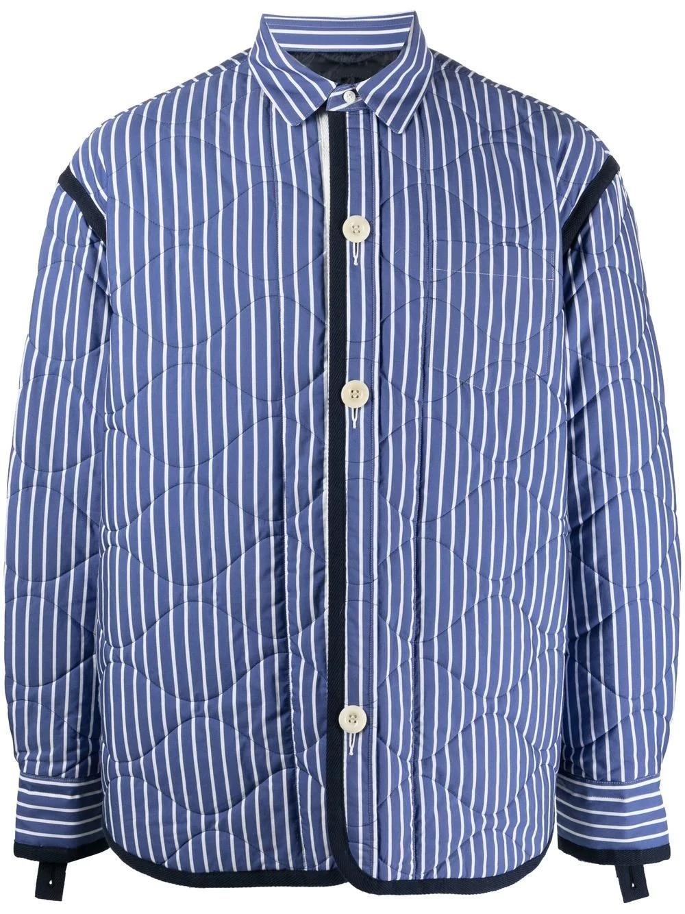 quilted stripe-print shirt jacket - 1