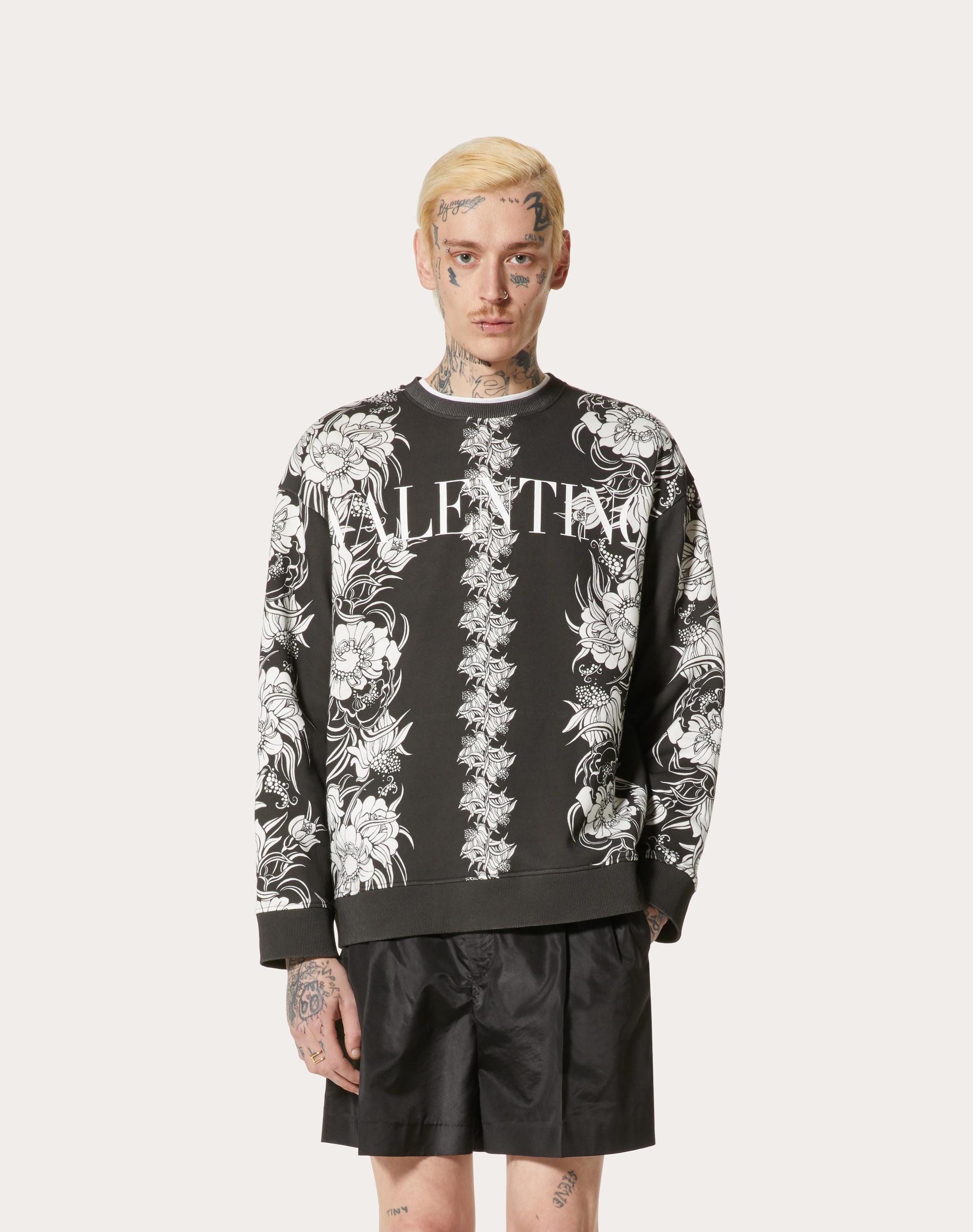 CREWNECK COTTON SWEATSHIRT WITH STREET FLOWERS DAISYLAND PRINT - 3