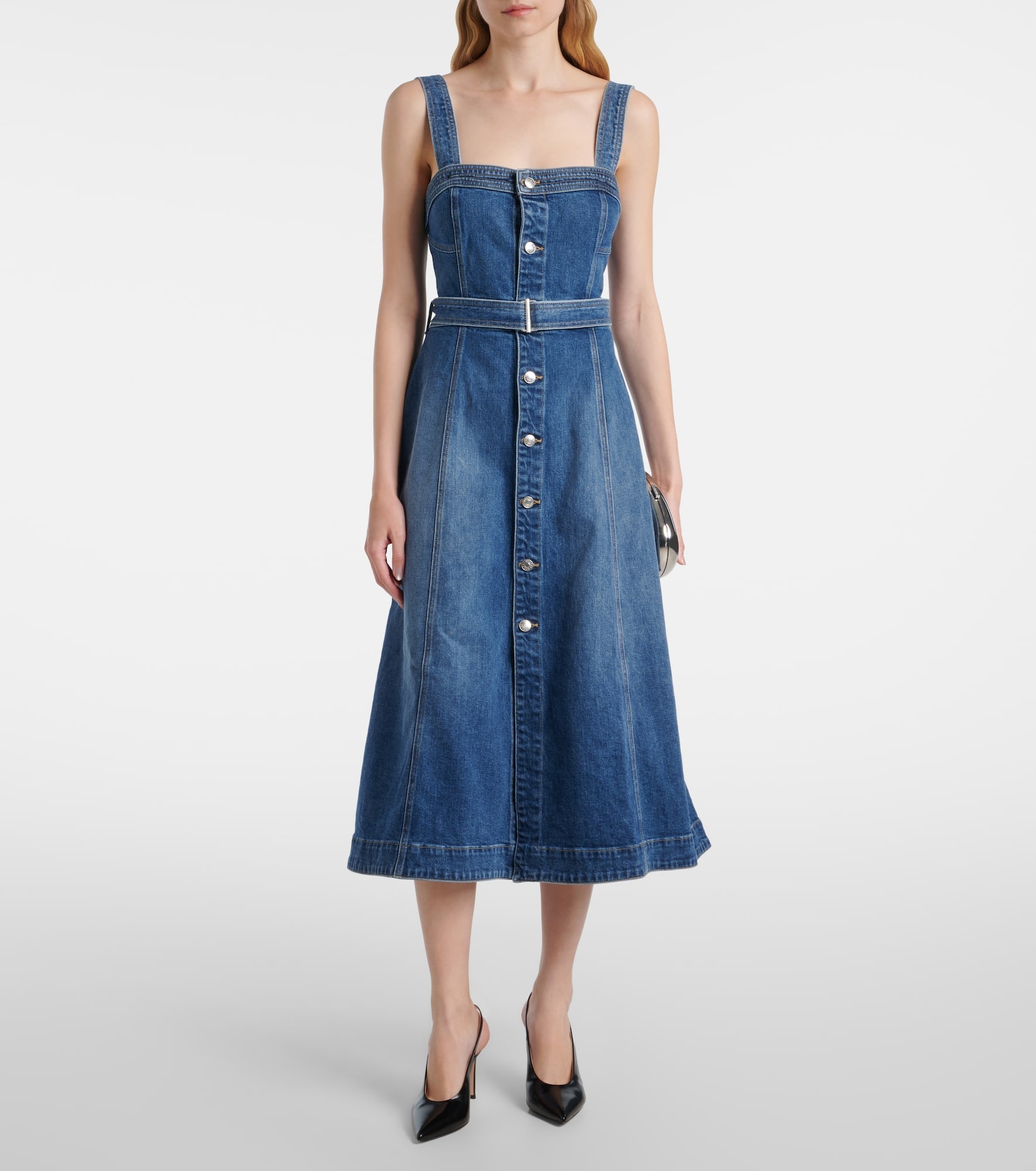 Alba belted denim midi dress - 2