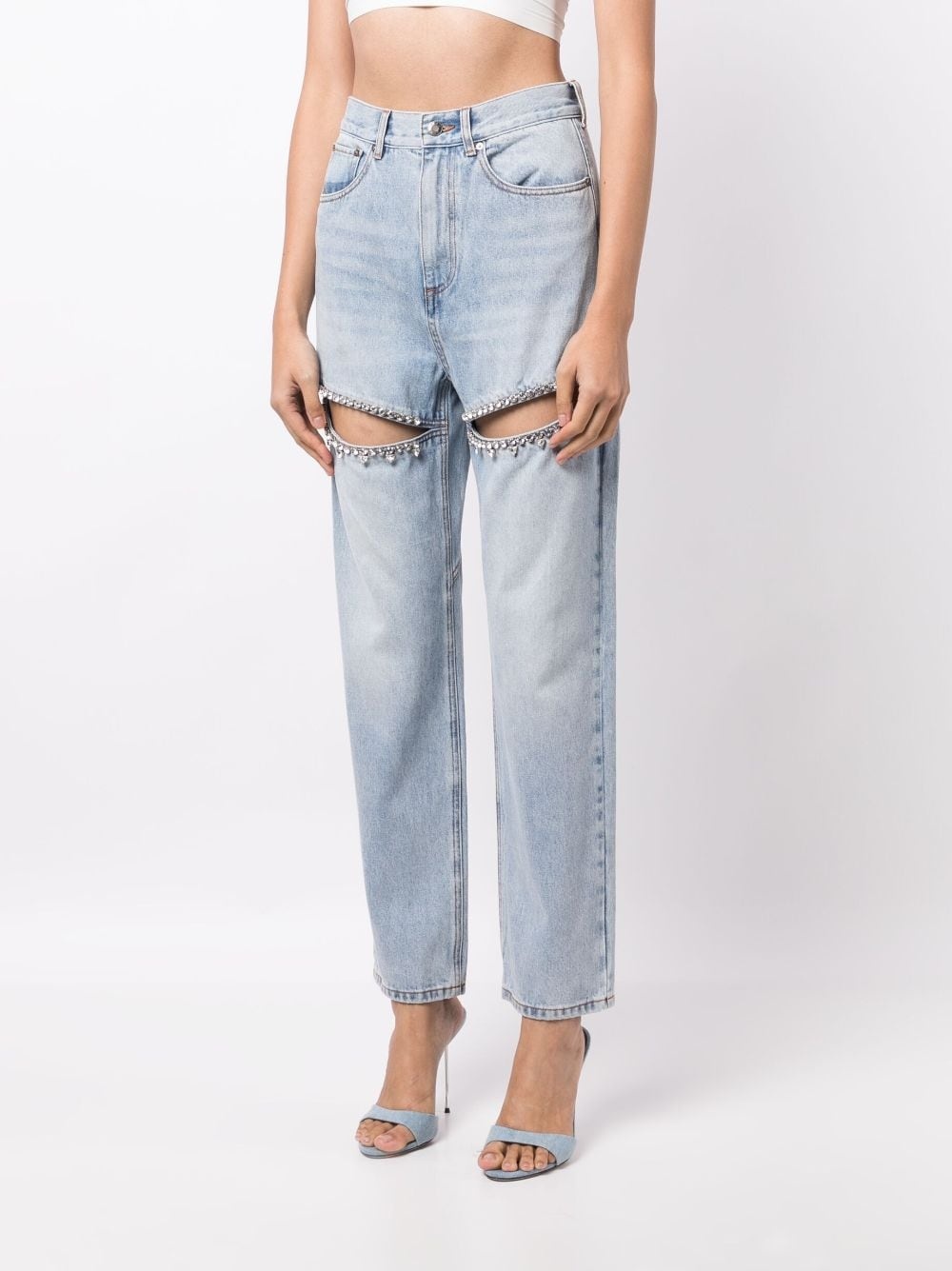 crystal-embellished straight-leg jeans - 3