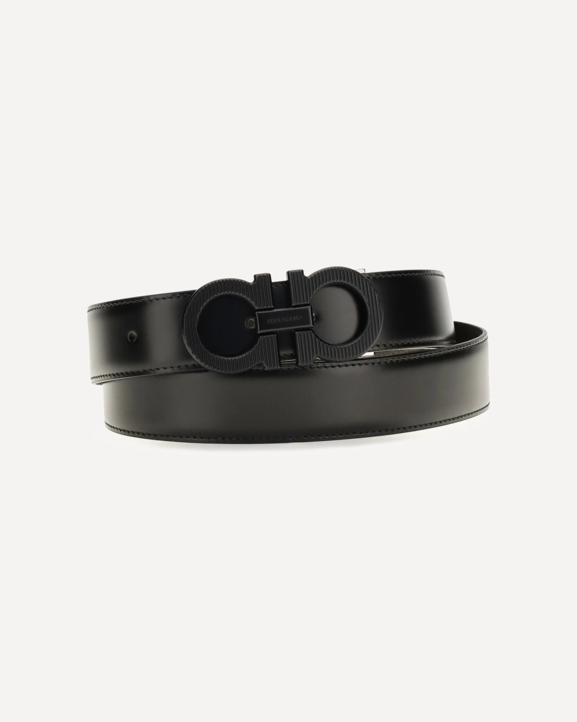 Reversible adjustable Belt with textured Gancini buckle - 1