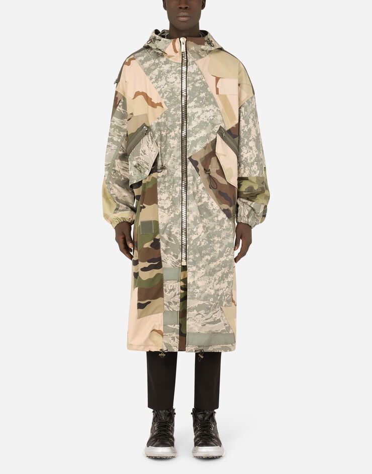 Nylon and cotton patchwork trench coat - 2