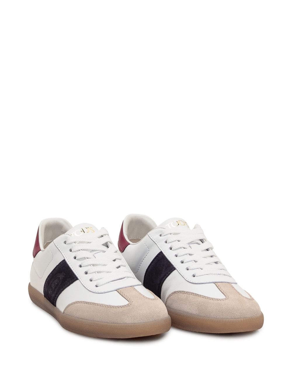 contrasting leather trainers - 2