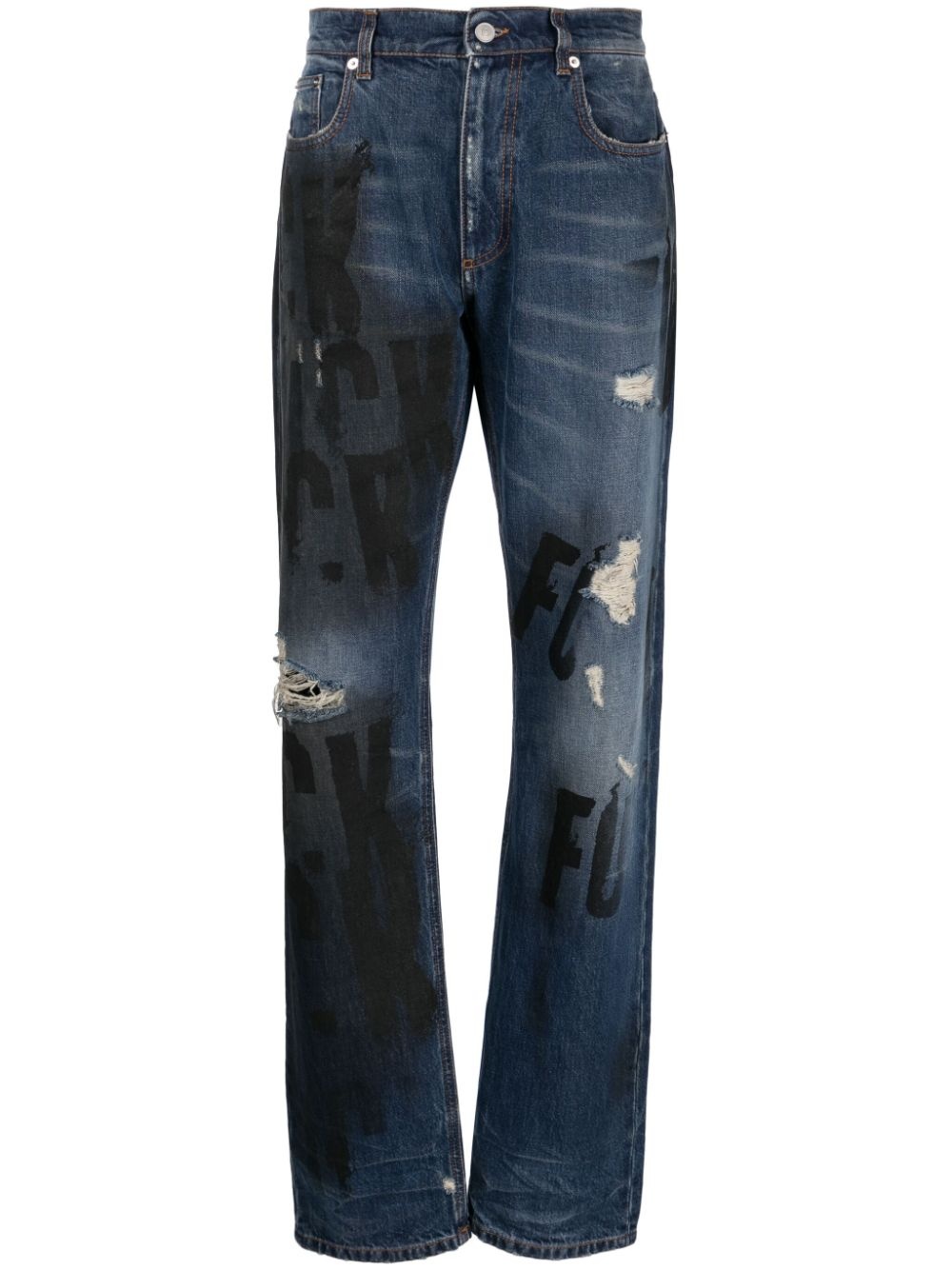 distressed-effect straight-leg jeans - 1