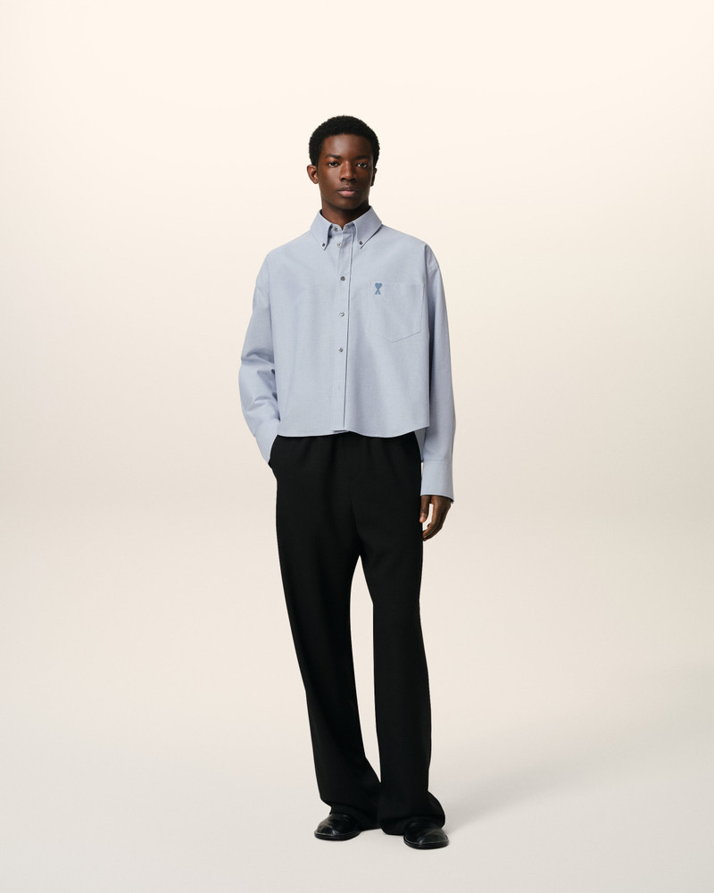 AMI Paris BLUE COTTON BUTTON-DOWN CROPPED OVERSIZED SHIRT outlook