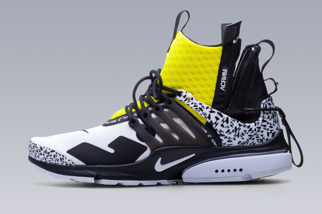 APM2-100 Nike® Air Presto Mid / Acronym® White/Dynamic Yellow/Black ] - 25