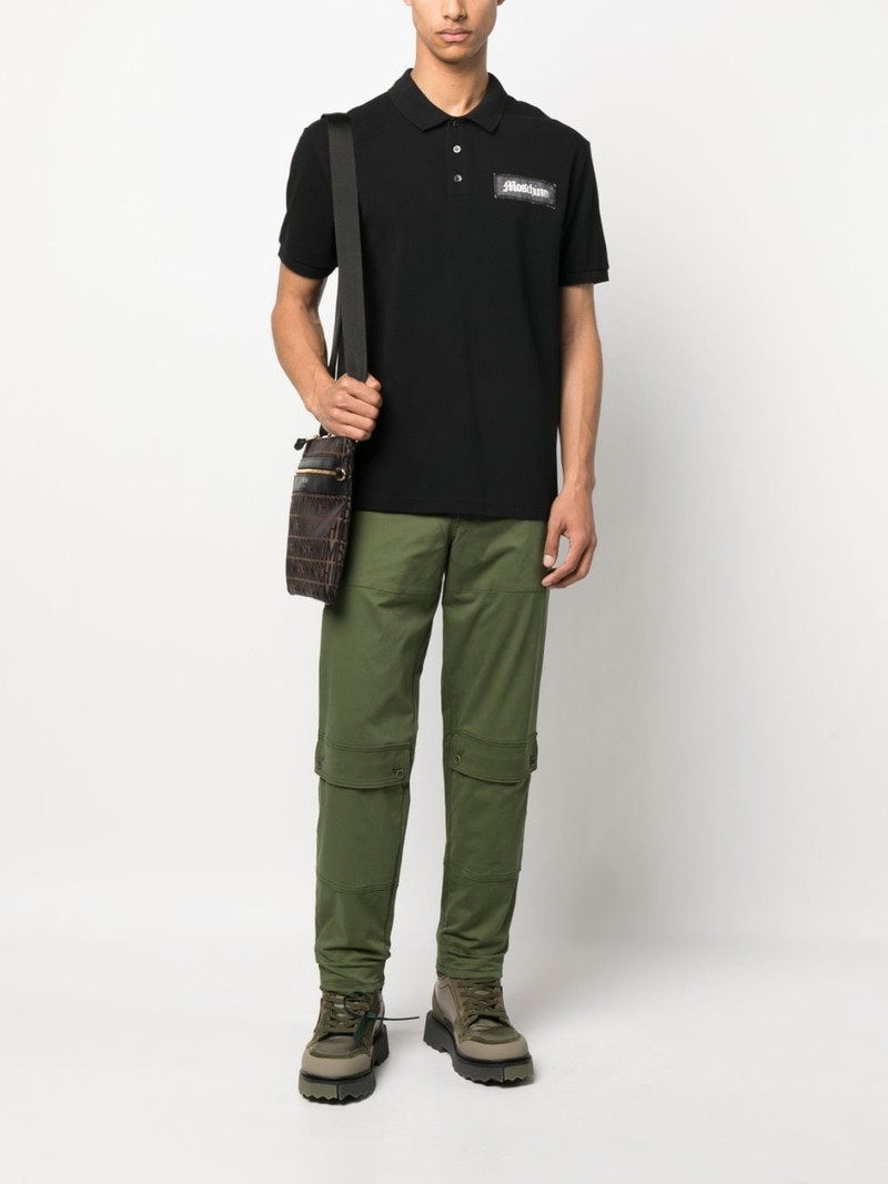 Moschino logo-patch short-sleeve cotton polo shirt outlook