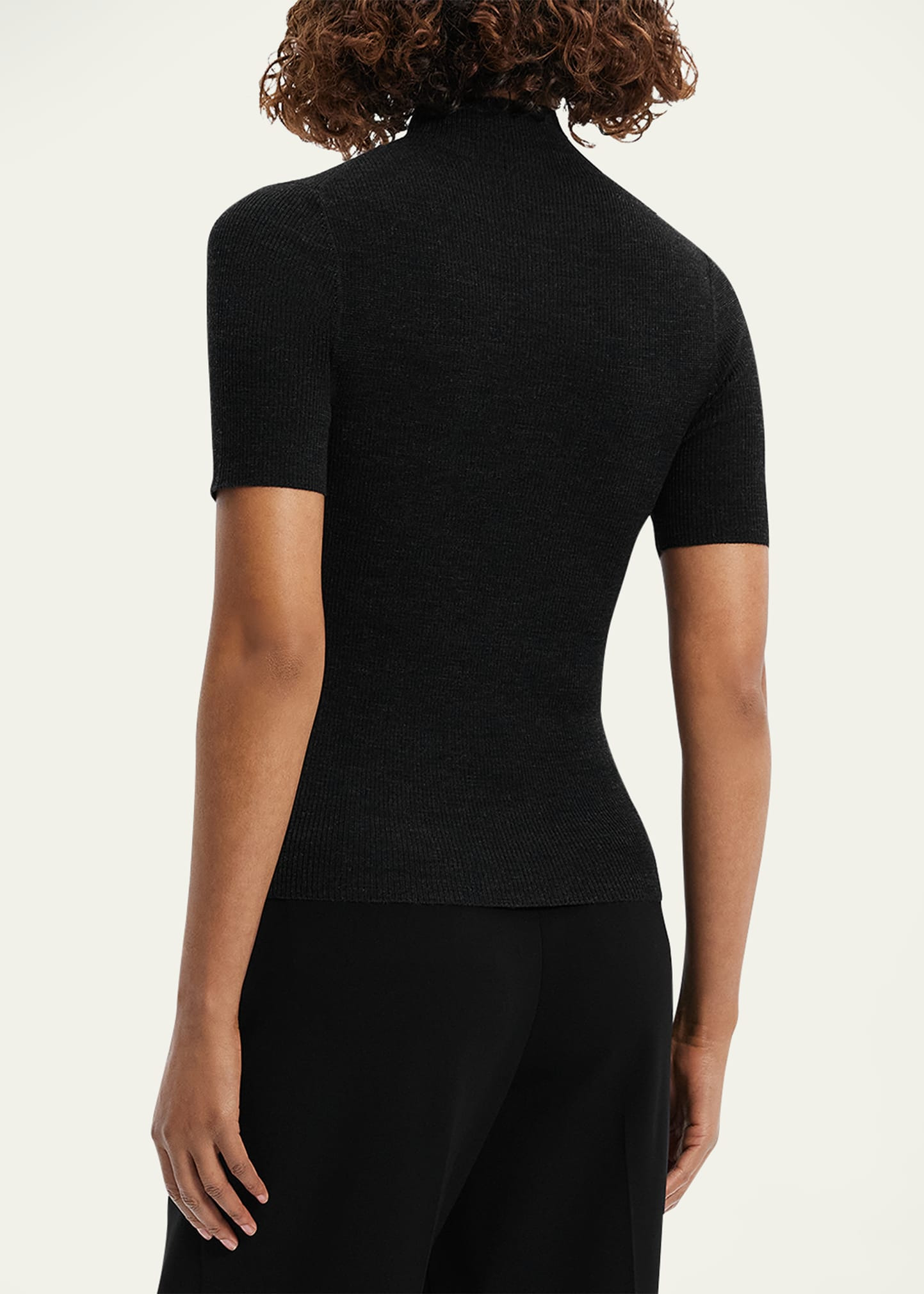 Leenda Regal Merino Wool Short-Sleeve Mock-Neck Top - 5