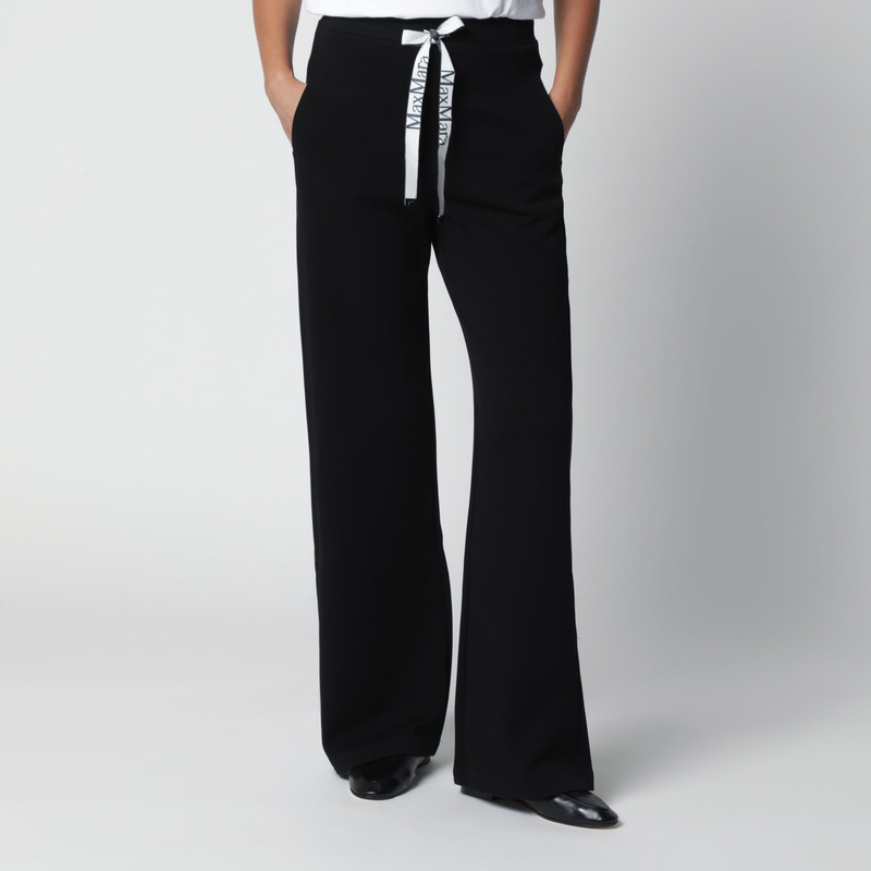 Black wide-leg double jersey pants 1