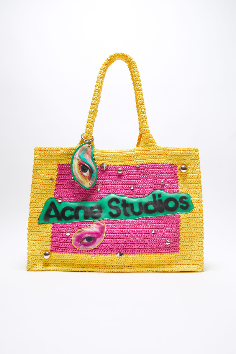 Logo stud tote bag - Pink/yellow 1